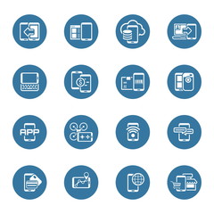 Flat Design Mobile Devices and Services Icons Set.