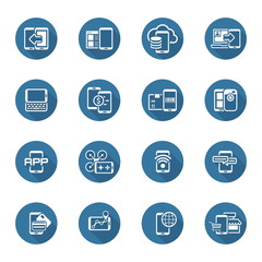 Flat Design Mobile Devices and Services Icons Set.