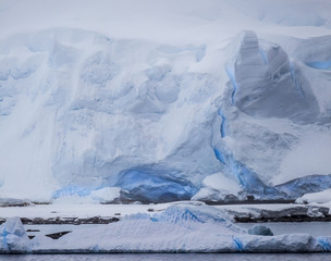 antarctic icebergs in the distance