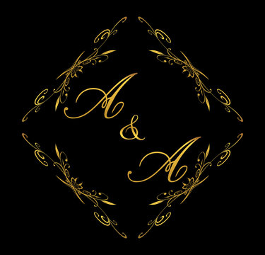 AA initial wedding with floral