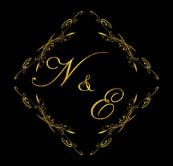 NE initial wedding with floral