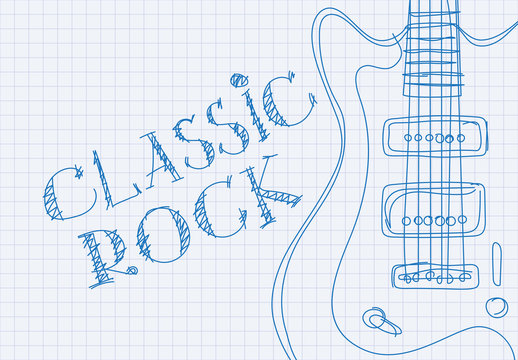 Inscription classic rock on notebook sheet
