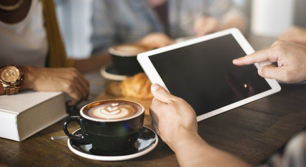 Fototapeta na wymiar Coffee Shop Cafe Latte Cappuccino Technology Concept