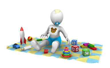 3d baby boy with toys