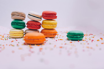 Row of Colorful macarons