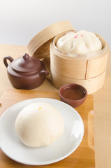pao or mantou chinese steamed bun on a background.