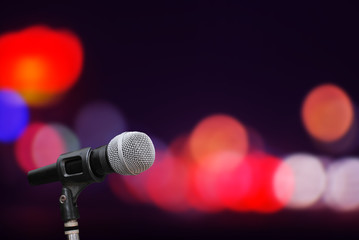 Microphone on stage background 