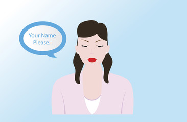 vector image of a female asking question.