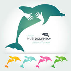 preserve Dolphin with hand,hug and heart concept