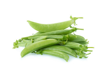 sweet fresh green peas isolated on white background