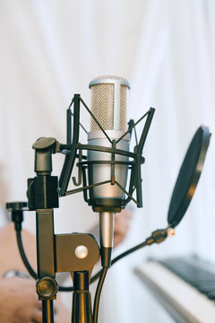 Professional condenser studio microphone.