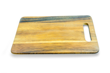 Wooden chopping board isolated on white background