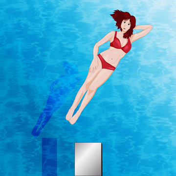 vector of a girl floating