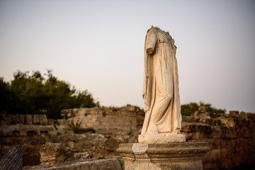 Monument without head in ancient city of Salamis, Cyprus.