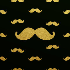 Moustache gold glitter pattern design