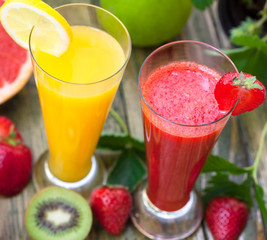Fresh strawberry and orange juice