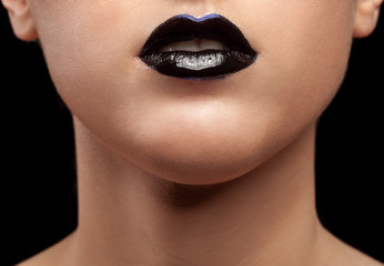 Close up black lips fashion image