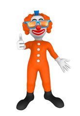 3d clown. Thumb up.