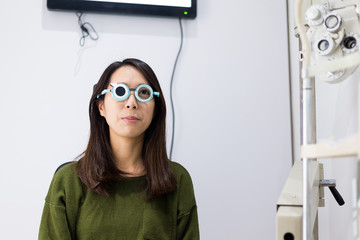 Woman doing eye test