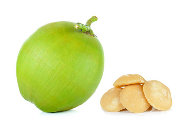 coconut and sugar isolated on the white background