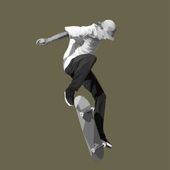 Naklejki  Skater skacze na deskorolce, ilustracji wektorowych