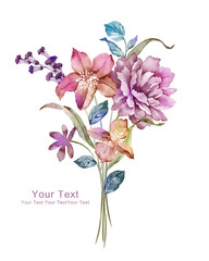 watercolor illustration flowers in simple background - 106848954