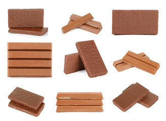 Chocolate wafer isolated on the white