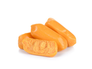 cocktail sausages isolated on the white background