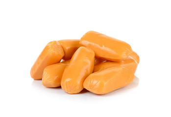 cocktail sausages isolated on the white background