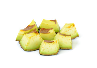 Sliced ripe avocado isolated on white background