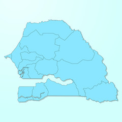 Senegal blue map on degraded background vector