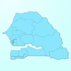 Obraz premium Senegal blue map on degraded background vector
