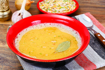 Healthy and Diet Food: Soup with Lentils, Celery