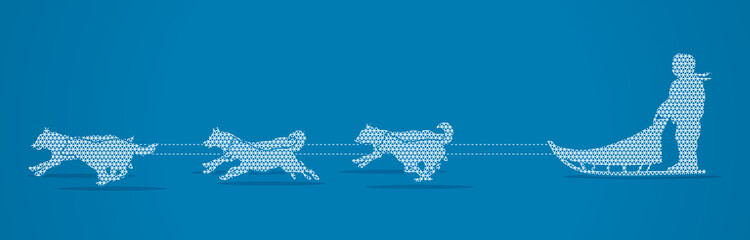 Sled Dogs designed using geometric pattern graphic vector.