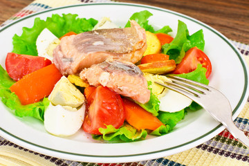 Salmon, Lettuce, Tomato and Sweet Pepper with Egg