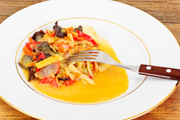 Bean Sprouts with Bell Peppers, Mushrooms Mun, Onions, Bamboo Sh