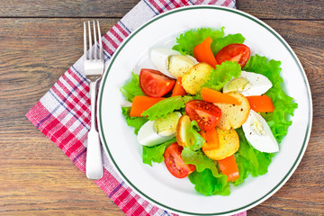Tomato, Sweet Pepper with Egg and Bruschetta