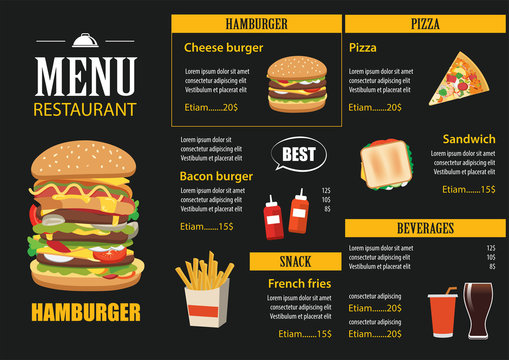 vector restaurant cafe menu graphic template flat design