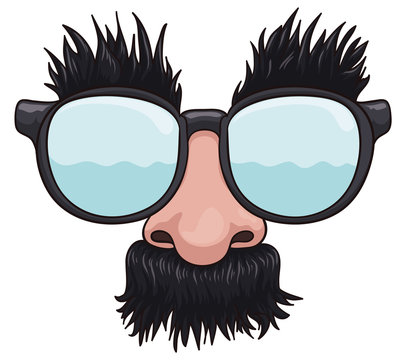 Cartoon Groucho Glasses for April Fools' Day, Vector Illustration