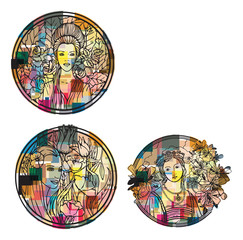 stain glass woman abstract vector