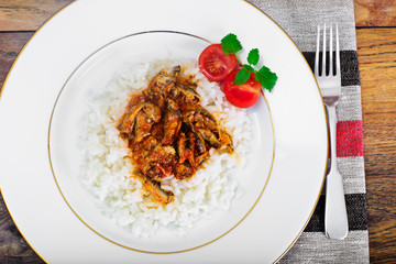 Rice with Canned Fish in Tomato Sauce