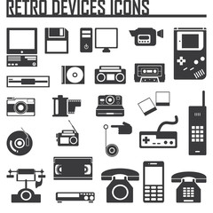 Devices retro old set icon vector illustration