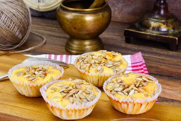 Fresh Cupcakes with Sunflower Seeds
