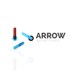 Linear arrow abstract logo, connected multicolored segments of lines in directional pointer figure