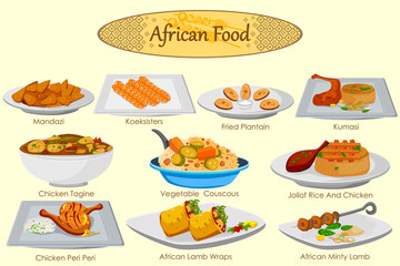 Collection of delicious African food