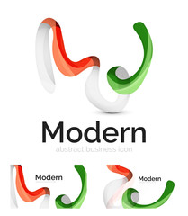 Vector abstract ribbon logo with business card identity design