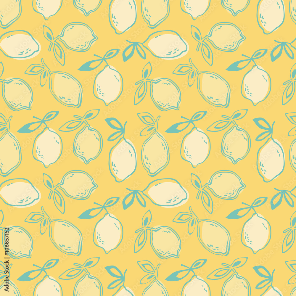 Poster seamless pattern with lemon fruits