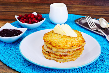 Fried Potato Pancakes with Cranberry Jam. Belarusian and German 