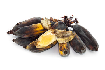 over ripe bananas isolated on white background ( rotten bananas )