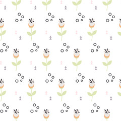 Wild flower spring field seamless pattern. Floral tender fine summer vector pattern on white background. For fabric textile prints and apparel.
